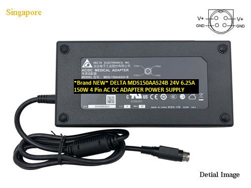 *Brand NEW* 150W 4 Pin DELTA 24V 6.25A MDS150AAS24B AC DC ADAPTER POWER SUPPLY